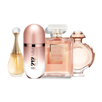 Combo de 4 perfumes - 212 Rosé, Olympéa, Coco Mademoiselle, J’adore