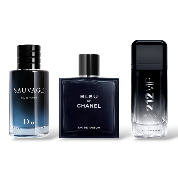Combo de 3 perfumes - 212 Black, Bleu de Chanel, Sauvage 100ML